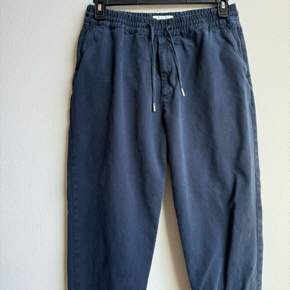 Mr Porter Mr P Straight Leg Cotton Blend Twill Drawstring Trousers Navy Size 34 - Picture 3 of 7